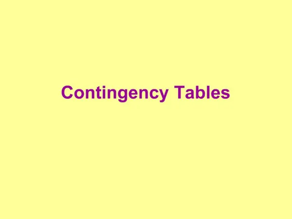 Contingency Tables