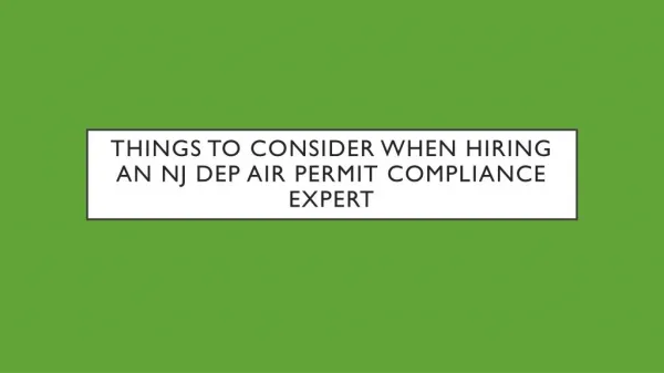 Things To Consider When Hiring An NJ Dep Air Permit Compliance Expert