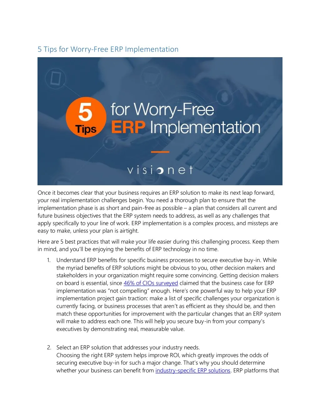 5 tips for worry free erp implementation