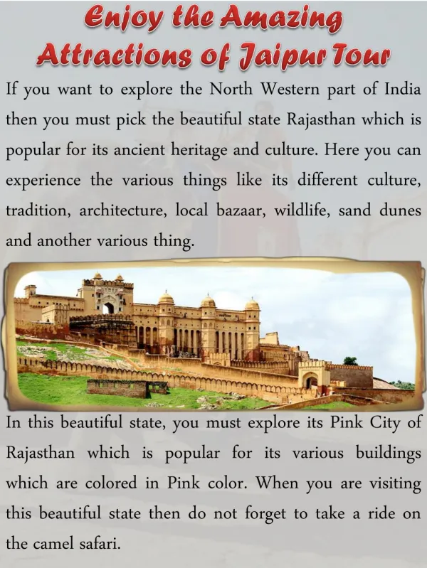 Enjoy the Amazing Attractions of Jaipur Tour