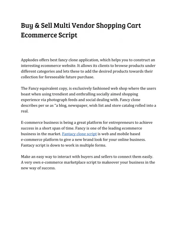 Buy & Sell Multi Vendor Shopping Cart Ecommerce Script
