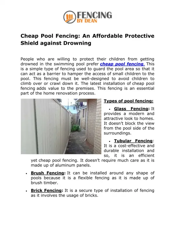 Cheap Pool Fencing: An Affordable Protective Shield against Drowning