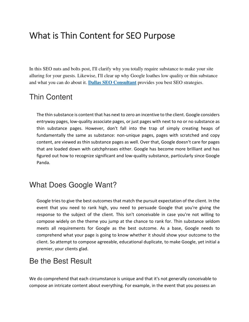 what is thin content for seo purpose what is thin