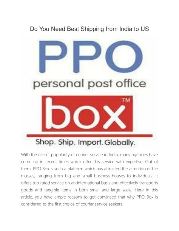 Do You Need Best Shipping from India to US