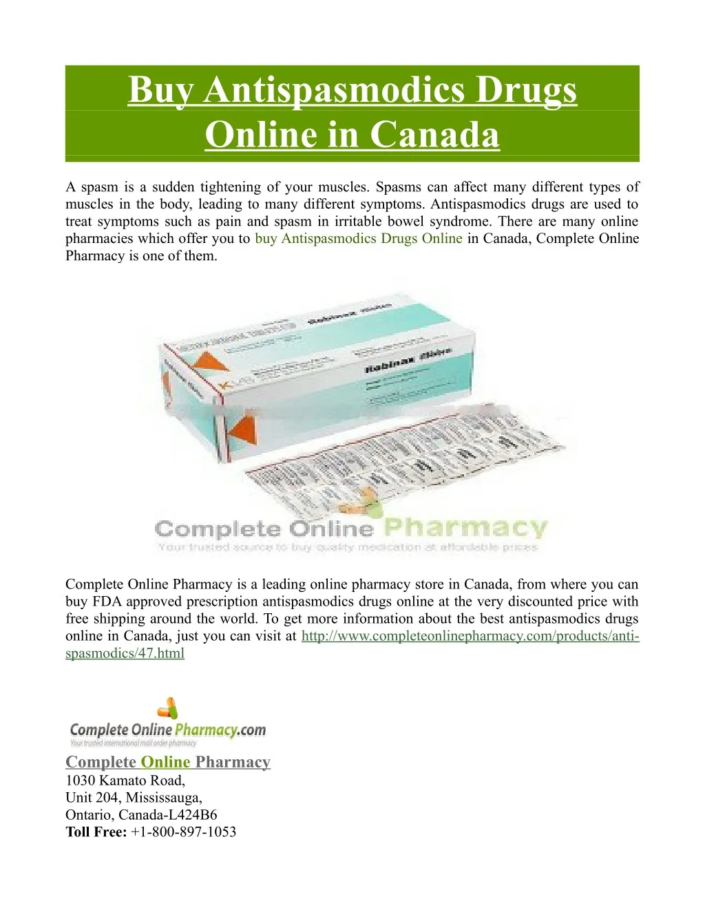 buy antispasmodics drugs online in canada