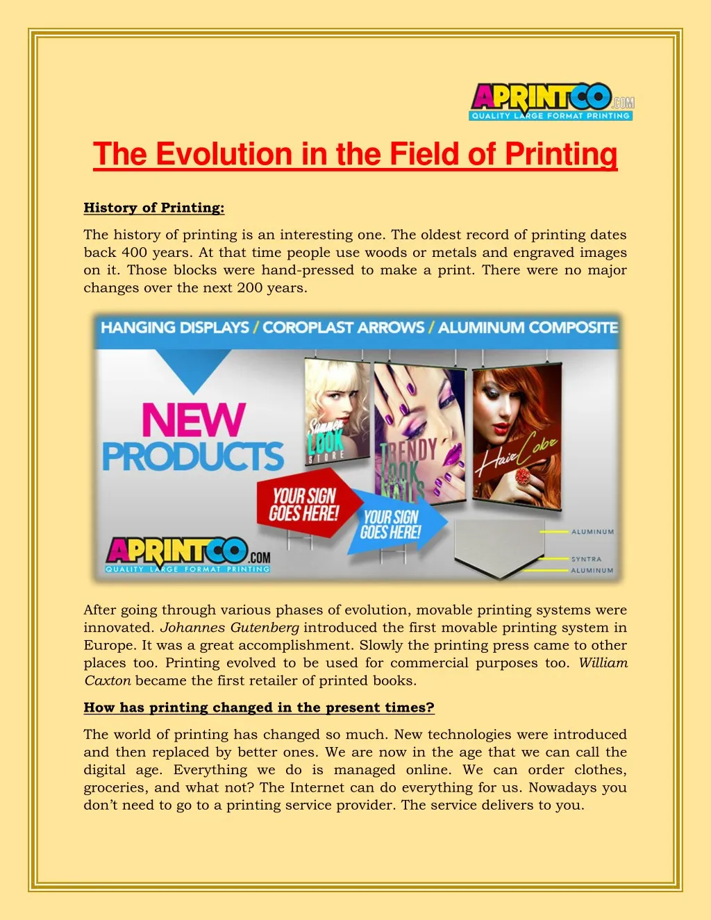 the evolution in the field of printing