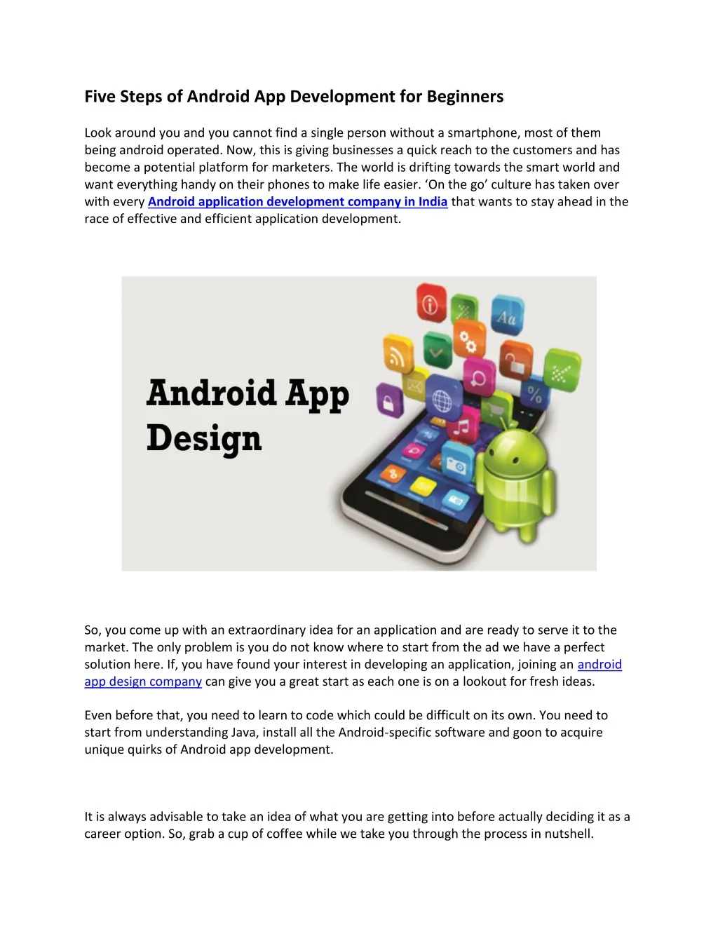 five steps of android app development