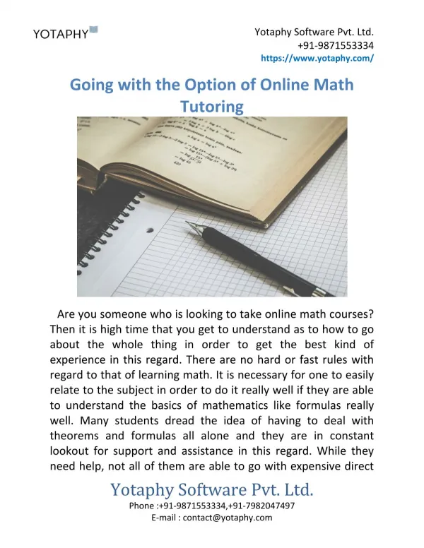 Going with the Option of Online Math Tutoring