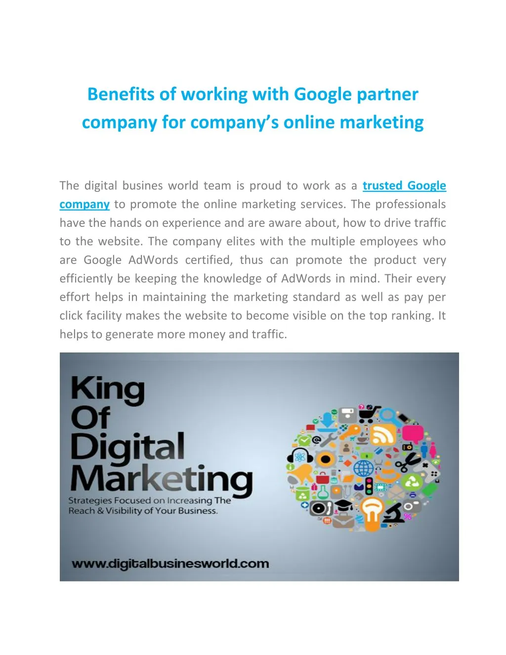 benefits of working with google partner company