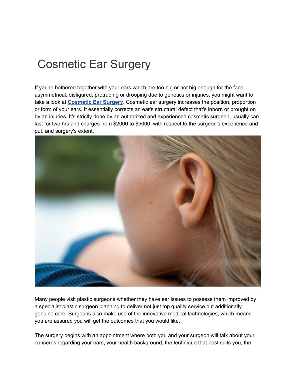cosmetic ear surgery