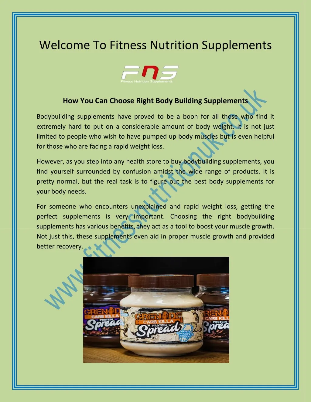 welcome to fitness nutrition supplements
