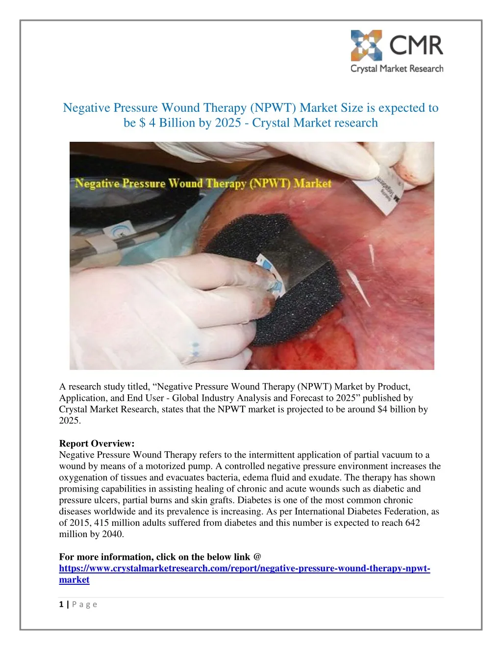 negative pressure wound therapy npwt market size