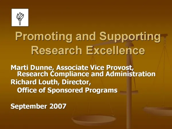 Promoting and Supporting Research Excellence