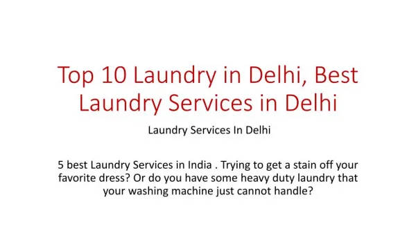 Top 10 Laundry in Delhi, Best Laundry Services in Delhi