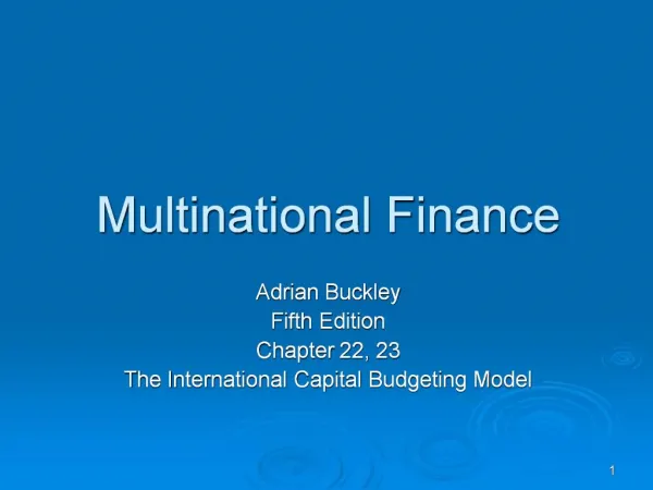 Multinational Finance