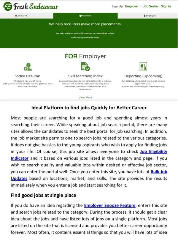 Ideal Platform to find jobs Quickly for Better Career