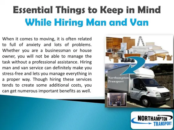 Things to Consider While Hiring Man and Van