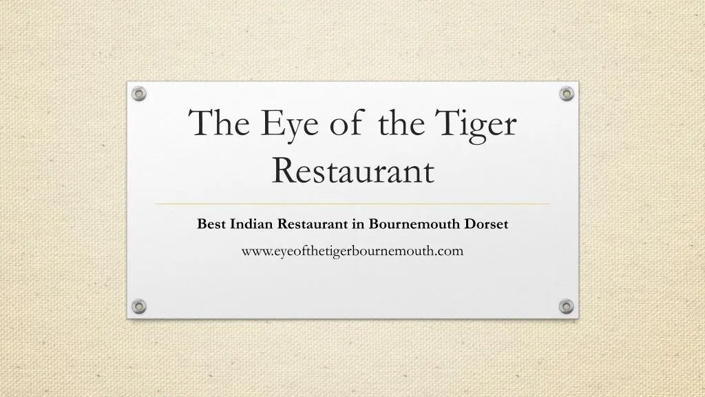 the eye of the tiger restaurant