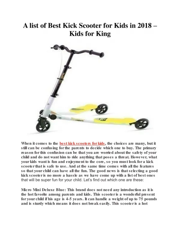A list of Best Kick Scooter for Kids in 2018 – Kids for King