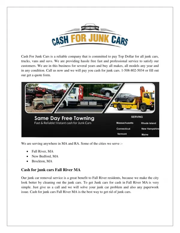 Cash for Junk Cars Brockton MA