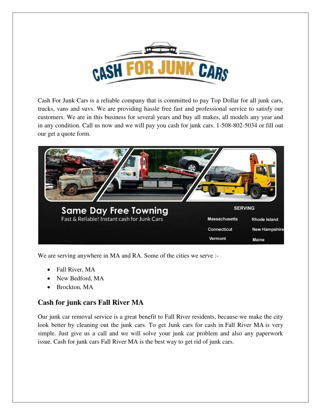 cash for junk cars is a reliable company that
