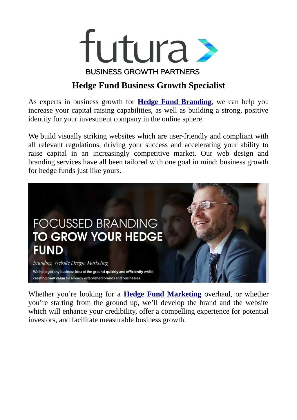 hedge fund business growth specialist