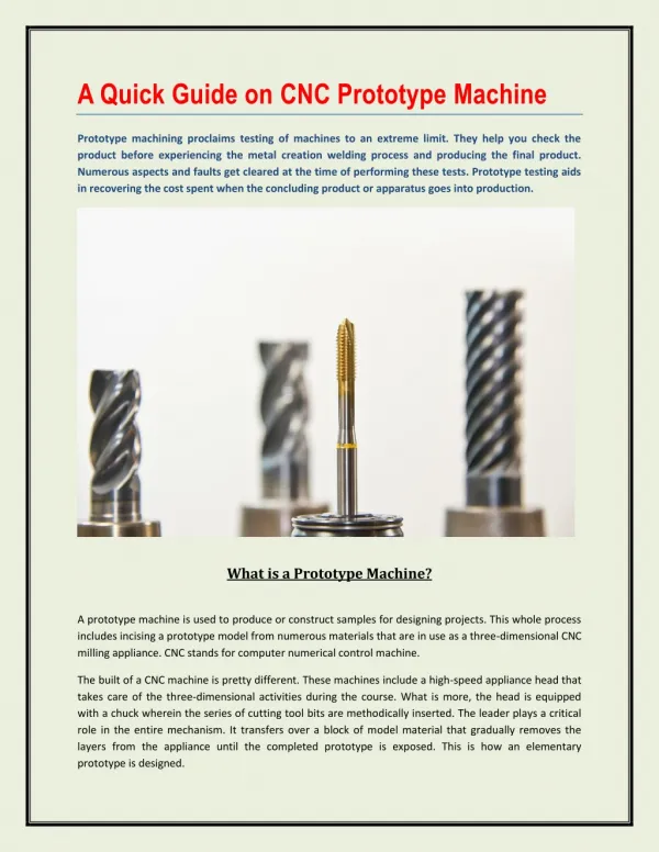 a quick guide on cnc prototype machine