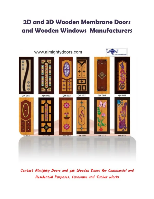 2D and 3D Wooden Membrane Doors and Wooden Windows Manufacturers