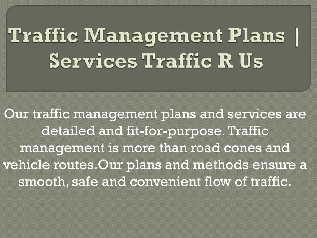 traffic management plans services traffic r us