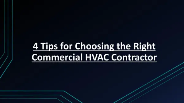 Consider Few Tips Before Choosing the Right Commercial HVAC Contractor