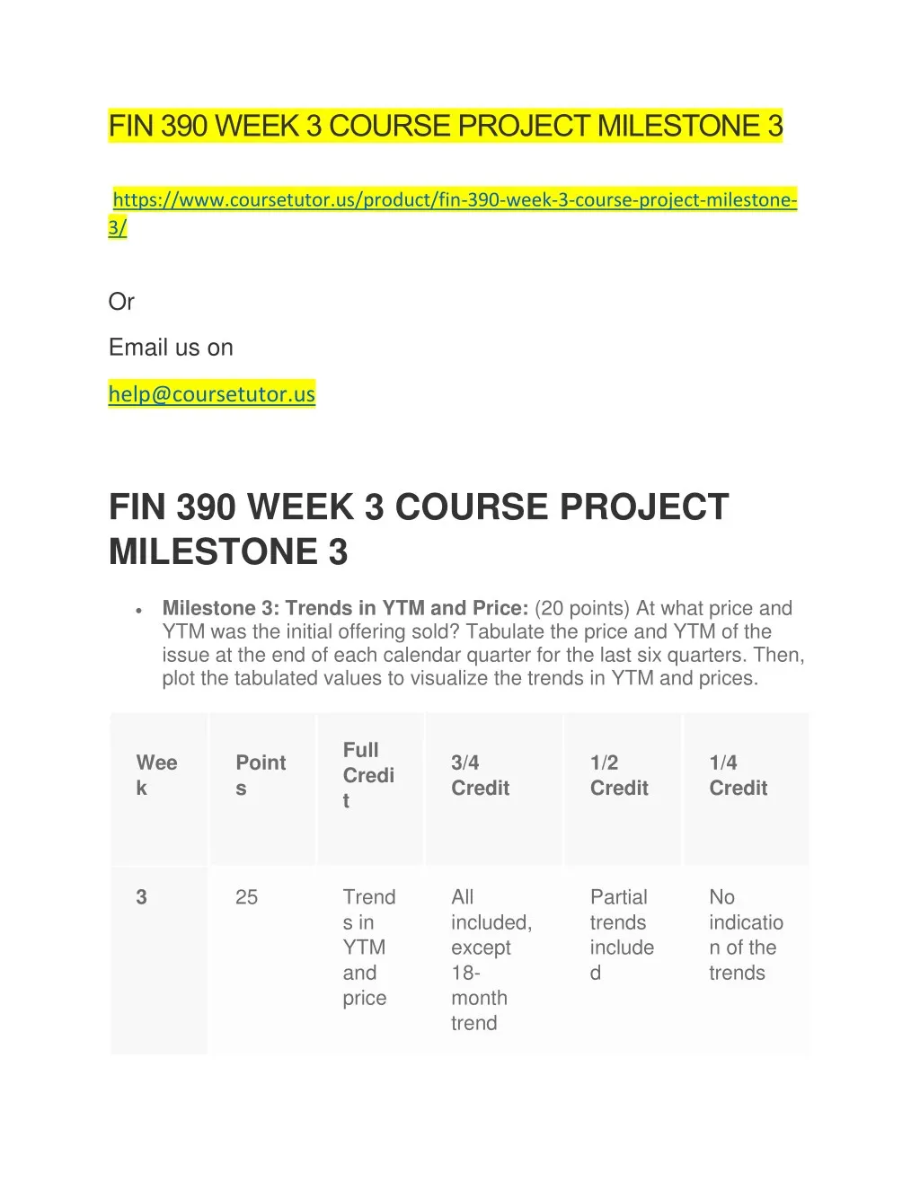 fin 390 week 3 course project milestone 3