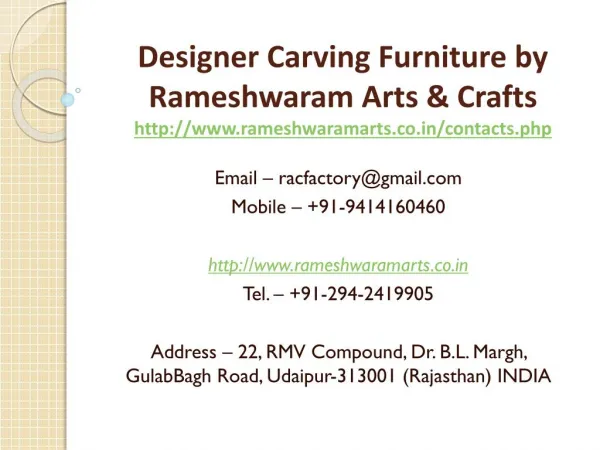 Designer Carving Furniture by Rameshwaram Arts & Crafts
