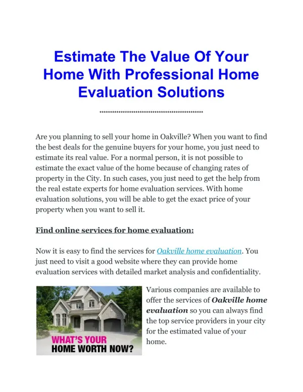 Estimate The Value Of Your Home With Professional Home Evaluation Solutions