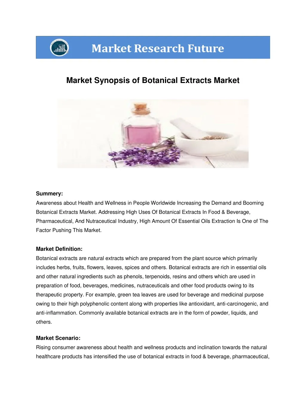 market synopsis of botanical extracts market