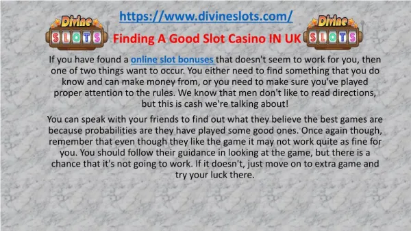 Finding A Good Slot Casino IN UK