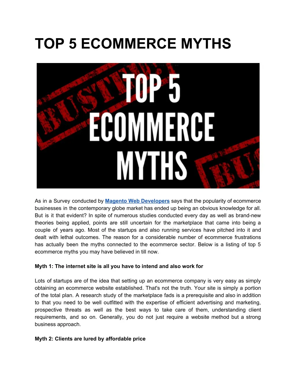 top 5 ecommerce myths