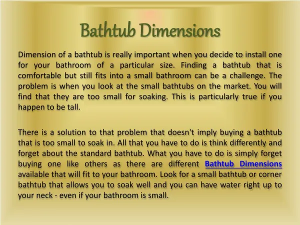 A Bathtub Dimension - The Perfect Thing to Consider For a Small Bathroom