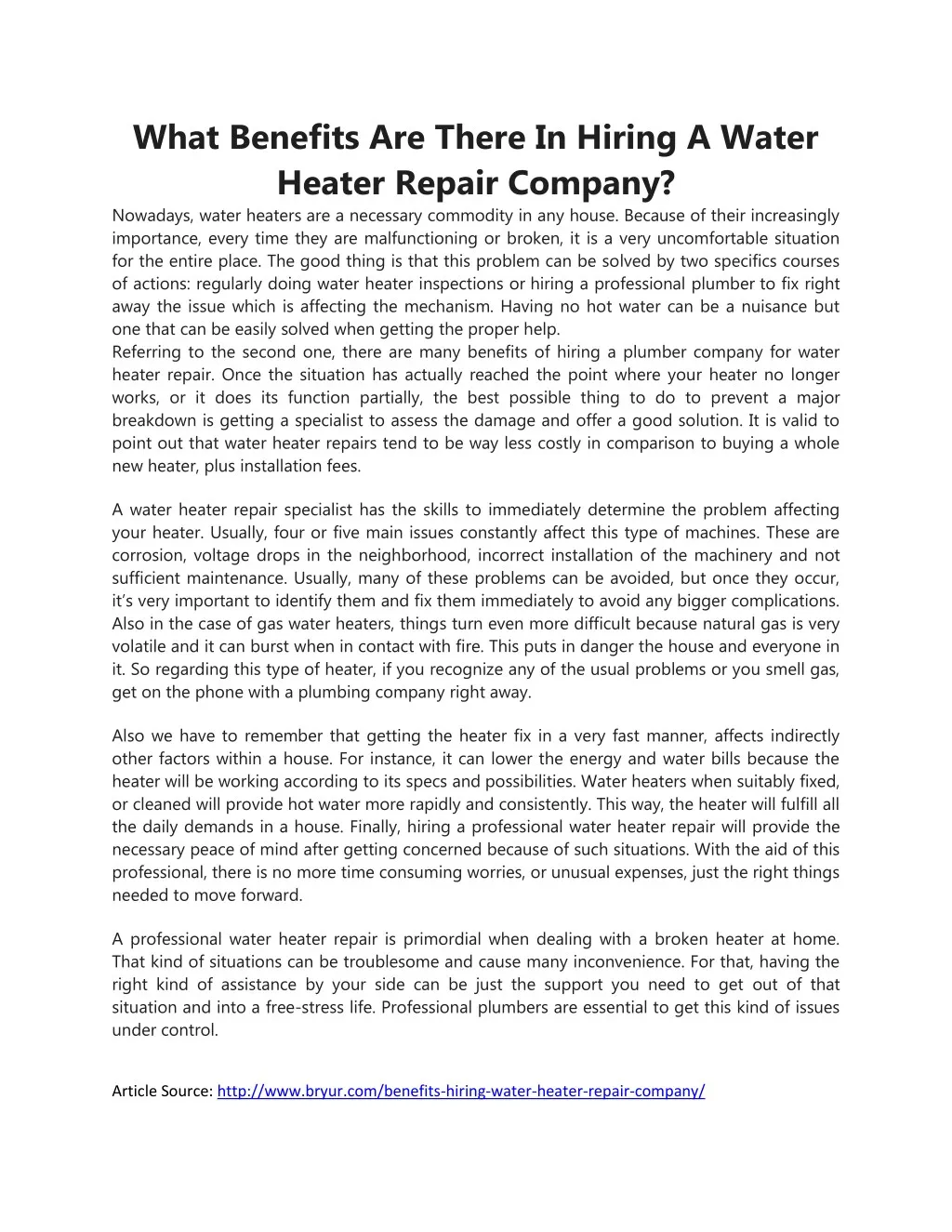 what benefits are there in hiring a water heater