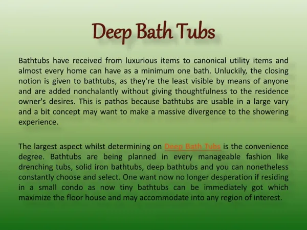 Deep Bath Tubs