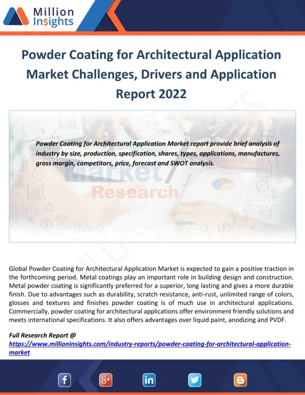 Powder Coating for Architectural Application Industry Regional Outlook Report 2022