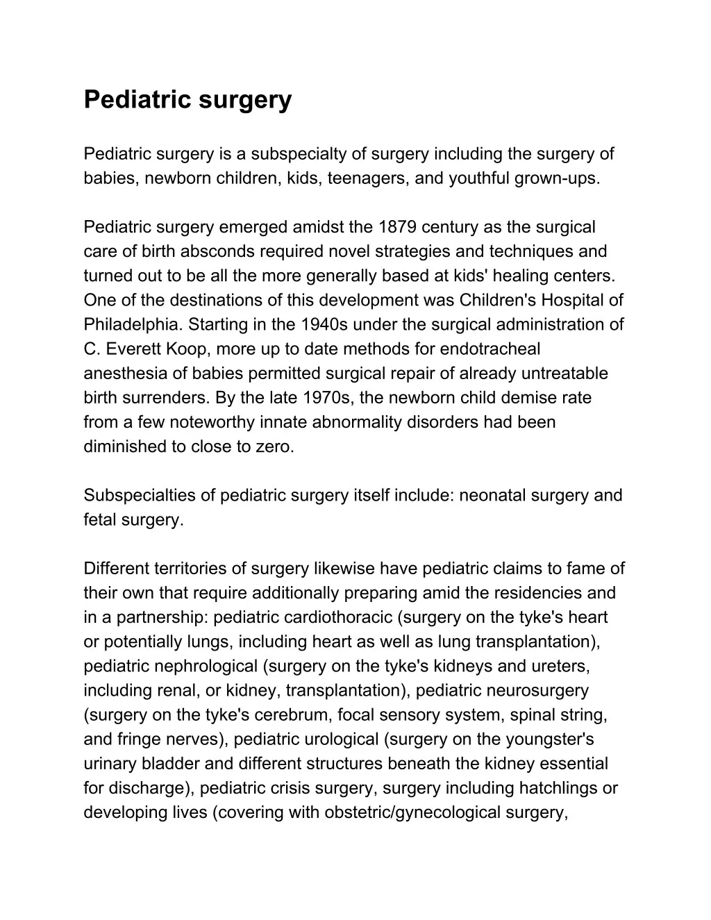 pediatric surgery pediatric surgery