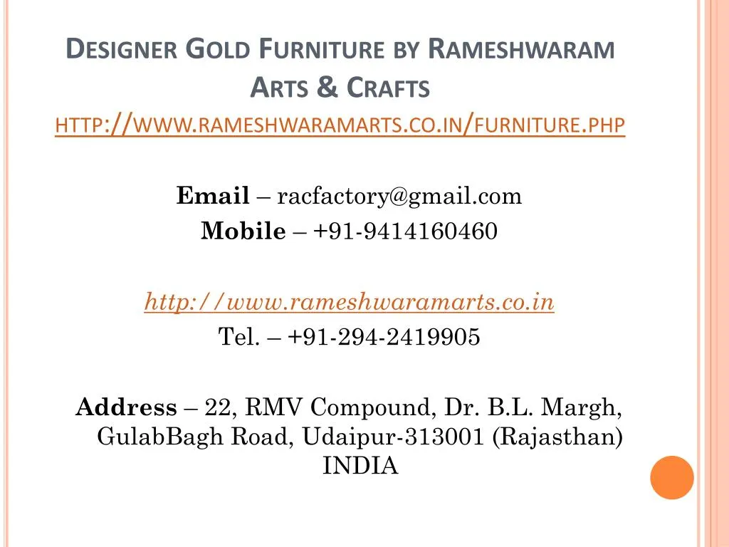 designer gold furniture by rameshwaram arts crafts http www rameshwaramarts co in furniture php