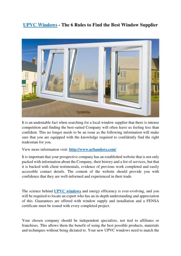 UPVC Windows - The 6 Rules to Find the Best Window Supplier