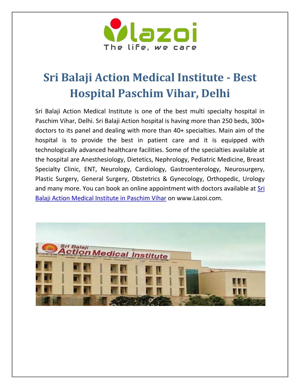 sri balaji action medical institute best hospital