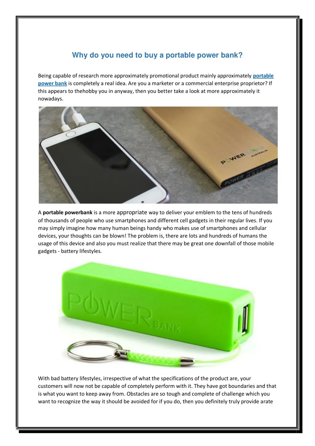 why do you need to buy a portable power bank