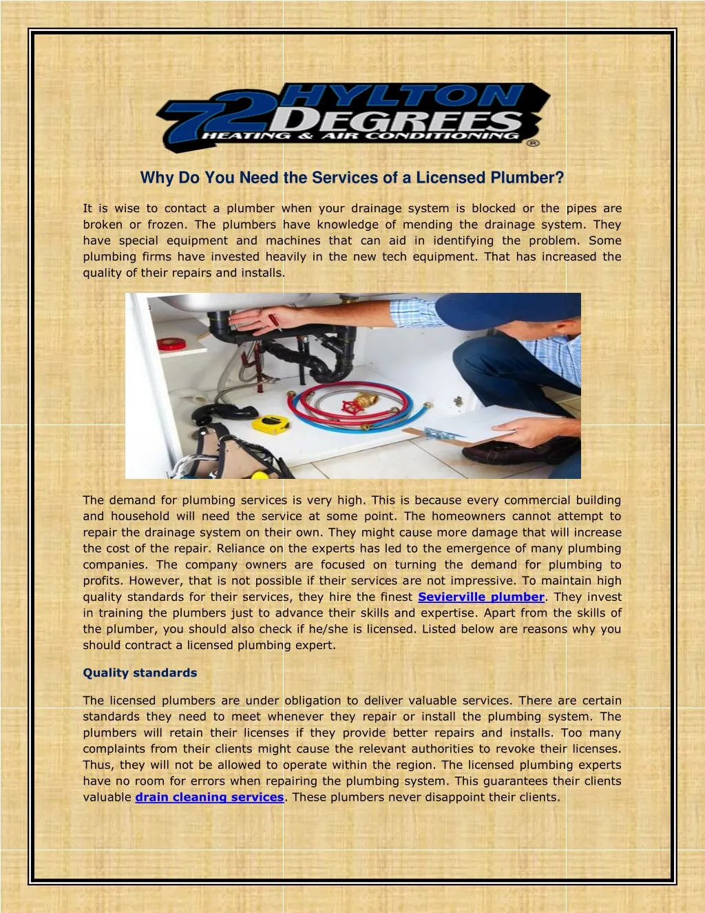 why do you need the services of a licensed plumber