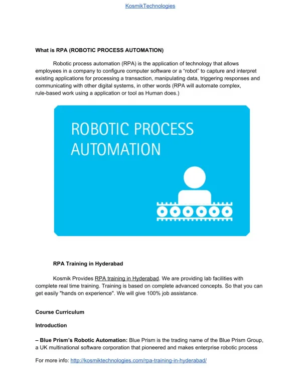 rpa training In hyderabad with certification live Project