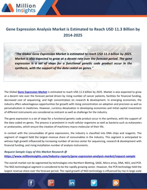 Gene Expression Analysis Market Competitive Landscape and Forecast by 2014-2025
