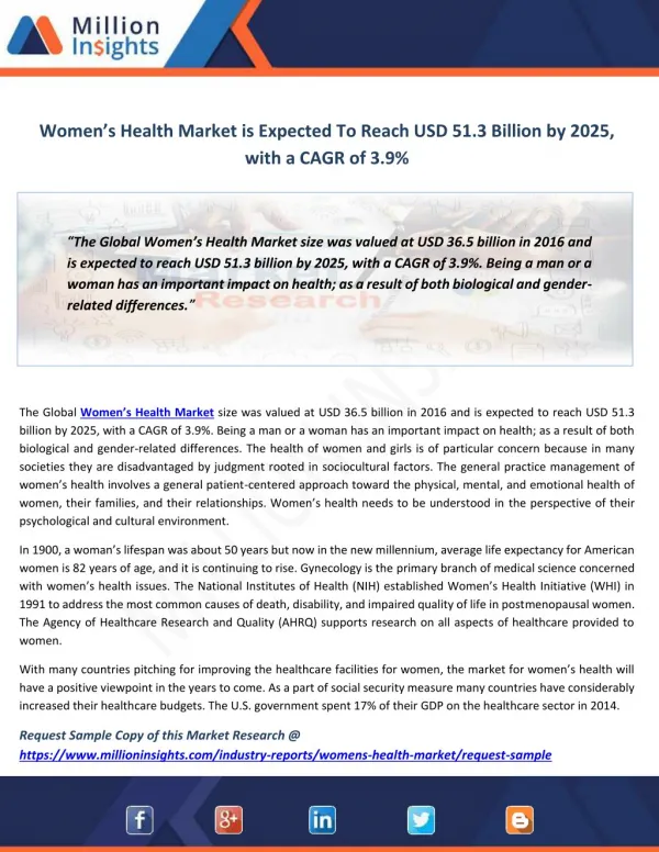 Women’s Health Market Outlook Overrview and Market Forecast by 2014-2025