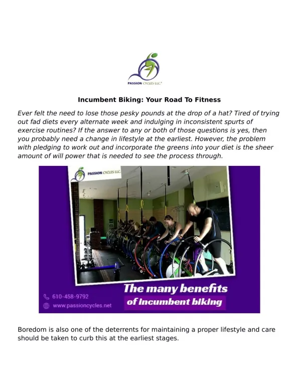 Incumbent Biking: Your Road To Fitness